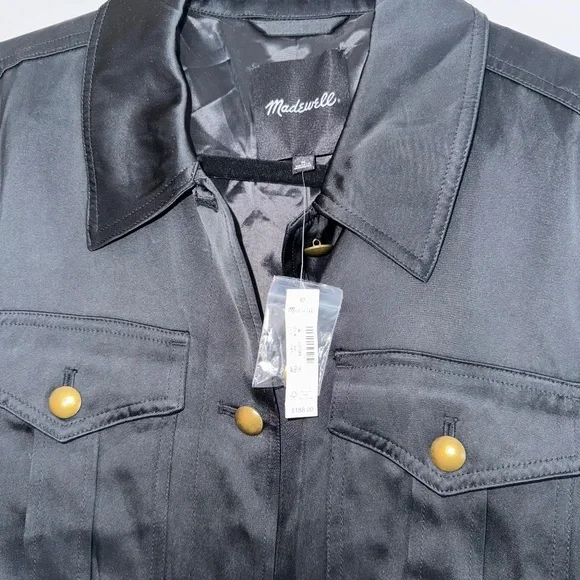 Madewell Double-Faced Satin Safari Jacket  black NWT M - Picture 8 of 10